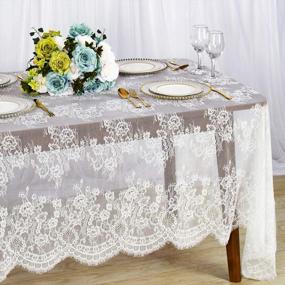 img 4 attached to White Lace Tablecloth Overlay - 60X120 Inches Embroidered Nylon Tablecloth For Weddings, Baby Showers And Rustic Events - Elegant And Durable Rustic Rectangular Table Cloth By ShinyBeauty