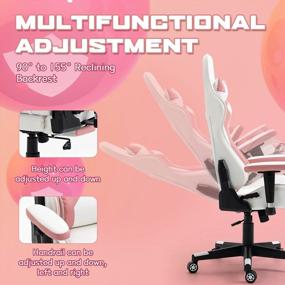 img 2 attached to Experience Comfortable Gaming With ECOTOUGE Pink High Back Racing Chair - Perfect Holiday Gift For Gamers