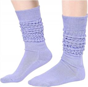 img 2 attached to Women'S Heavy Knit Slouch Socks In Orange, Yellow & Pink - Size 9-11