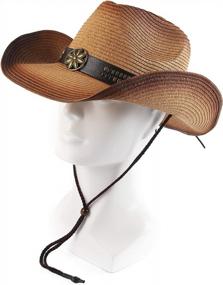 img 3 attached to Melesh Adult Sun Straw Women Men Cowgirl Western Cowboy Hat Colored