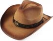 melesh adult sun straw women men cowgirl western cowboy hat colored logo