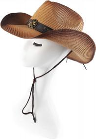 img 1 attached to Melesh Adult Sun Straw Women Men Cowgirl Western Cowboy Hat Colored
