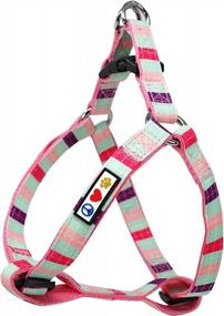 img 4 attached to Adjustable Solid Color Step-In Pet Harness With Matching Collar - Small Teal, Pink, And Purple - 6 Feet Leash (Sold Separately)