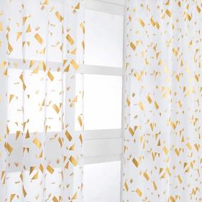 img 1 attached to Add Elegance To Your Living Room With Kotile'S Sheer Gold Foil Confetti Curtains - 84 Inches Long - Set Of 2 Panels