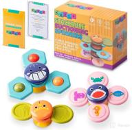 🛁 enhance infant bath time with kayle silicone baby sensory toys spinner - 3 cute toddler bath toys - safe spinning tops for kids - suction cup toy promotes playful and enriching bathing experience - also functions as a teether toy logo