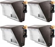 led wall pack light 100w 11000lm 5000k(dusk-to-dawn light photocell,waterproof) 600-800w hps/hid equivalent commercial and industrial outdoor security lighting for warehouses, parking lots,yard 4pk logo