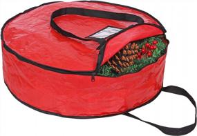 img 4 attached to Protect Your Holiday Decorations With ProPik'S Tear Resistant Christmas Wreath Storage Bag - 24" X 7" (Red) Featuring Heavy Duty Handles And Transparent Card Slot!