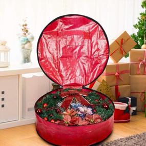 img 2 attached to Protect Your Holiday Decorations With ProPik'S Tear Resistant Christmas Wreath Storage Bag - 24" X 7" (Red) Featuring Heavy Duty Handles And Transparent Card Slot!