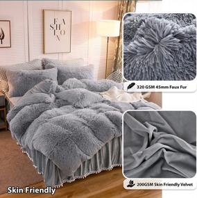 img 1 attached to Luxuriate In Cozy Comfort With LIFEREVO Plush Shaggy Duvet Cover Set - Queen Gray