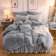 luxuriate in cozy comfort with liferevo plush shaggy duvet cover set - queen gray logo