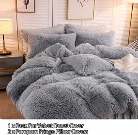 img 3 attached to Luxuriate In Cozy Comfort With LIFEREVO Plush Shaggy Duvet Cover Set - Queen Gray