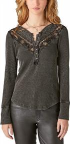 img 3 attached to Chic And Comfy: Lucky Brand Women'S Long Sleeve Trim Mix Henley