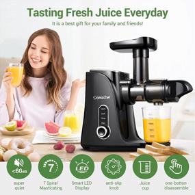 img 3 attached to Juicer Machines,AMZCHEF Slow Masticating Juicer Extractor, Cold Press Juicer With Two Speed Modes, Travel Bottle(500ML),LED Display, Easy To Clean Brush & Quiet Motor For Vegetables&Fruits (Black)