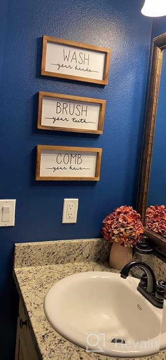 img 1 attached to Complete Your Rustic Bathroom Decor With LIBWYS Set Of 3 Bathroom Signs: Wash, Brush, And Comb review by Joel Payne