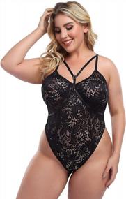 img 1 attached to Stunning Plus Size Lace Bodysuit: XAKALAKA Women'S Strappy Teddy For Irresistible Nightwear