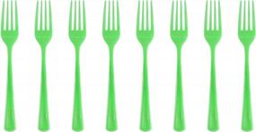 img 4 attached to 50 Count Lime Heavy Duty Plastic Disposable Forks - Exquisite Solid Color Premium Cutlery