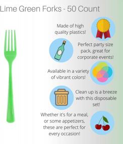 img 1 attached to 50 Count Lime Heavy Duty Plastic Disposable Forks - Exquisite Solid Color Premium Cutlery