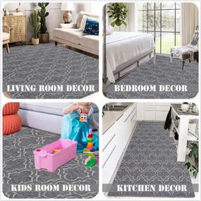 img 3 attached to Moroccan Geometric Textured Weave Indoor Outdoor Area Rug Non Shedding High Traffic 4X6 Grey HiiARug Patio Decor Backyard Living Room Bedroom Kids Room