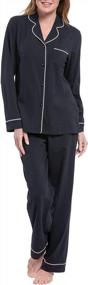 img 4 attached to Comfy And Chic: PajamaGram'S 100% Cotton Jersey Boyfriend Pajama Set For Women