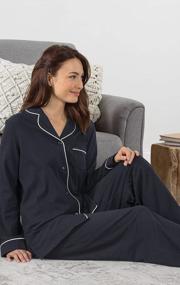 img 1 attached to Comfy And Chic: PajamaGram'S 100% Cotton Jersey Boyfriend Pajama Set For Women