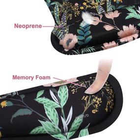 img 1 attached to MOSISO Wrist Rest Support For Mouse Pad&Keyboard Set, Wild Flowers Ergonomic Mousepad&Coaster Non-Slip Base Home/Office Pain Relief&Easy Typing Cushion With Neoprene Cloth&Raised Memory Foam, Black