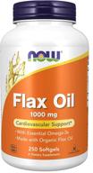 now supplements, flax oil 1,000 mg made with organic flax oil, cardiovascular support*, 250 softgels logo