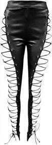 img 2 attached to Cresay Women Sexy High Waist Lace Up PU Leather Leggings Skinny Pants Clubwear