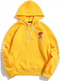 img 4 attached to Stay Warm And Stylish With ZAFUL'S Casual Rose Letter Fleece Hoodie For Men And Women