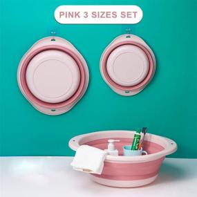 img 1 attached to 🛁 3-Pack Collapsible Wash Basin Set for Baby Kids, Dish Tub with 3 Different Sizes for Travel Home, Space Saving Pink Design