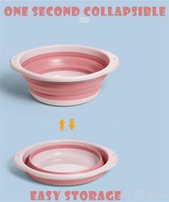 img 2 attached to 🛁 3-Pack Collapsible Wash Basin Set for Baby Kids, Dish Tub with 3 Different Sizes for Travel Home, Space Saving Pink Design