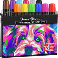 🐾 jim and gloria washable pet fur paint dye – temporary colors hair painting pens for dogs, pet grooming accessories kit | farm animal identification marking paint for livestock, cattle, horses – set of 12 logo