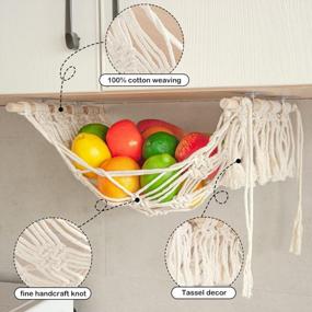 img 2 attached to Fruit Hammock For Kitchen Under Cabinet, Banana Hammock For Fruit, Macrame Hanging Baskets, Boho Kitchen Home And Farmhouse Decor, Camper Rv Counter Space Saving For Fruit Vegetable Produce Storage