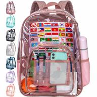 stylish and durable clear pink backpack for school with heavy duty see-through design logo