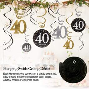 img 1 attached to 40Th Birthday Decorations Kit For Men & Women 40 Years Old Party, NO Assembly Required - Black Gold Happy Birthday Banner, Hanging Swirls, Circle Dots Hanging Decoration, Number 40 Table Confetti