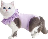 🐾 yeapeeto cat recovery suit: purple m bodysuit for post-surgery wounds, e-collar alternative with abdominal defense, breathable & warm kitten clothes logo