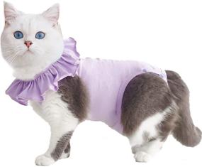 img 4 attached to 🐾 Yeapeeto Cat Recovery Suit: Purple M Bodysuit for Post-Surgery Wounds, E-Collar Alternative with Abdominal Defense, Breathable & Warm Kitten Clothes