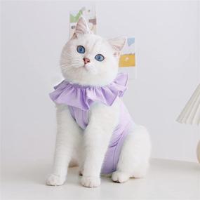 img 3 attached to 🐾 Yeapeeto Cat Recovery Suit: Purple M Bodysuit for Post-Surgery Wounds, E-Collar Alternative with Abdominal Defense, Breathable & Warm Kitten Clothes