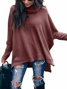 img 2 attached to Caracilia Women'S Turtle Cowl Neck Sweater - Oversized Loose Fit High Low Tunic Top