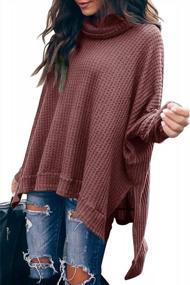 img 3 attached to Caracilia Women'S Turtle Cowl Neck Sweater - Oversized Loose Fit High Low Tunic Top