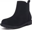 laicigo chunky heel ankle boots with lug sole, slip-on chelsea booties for girls with platform and round toe logo