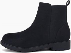 img 3 attached to LAICIGO Chunky Heel Ankle Boots With Lug Sole, Slip-On Chelsea Booties For Girls With Platform And Round Toe