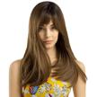 topwigy women's 20-inch brown synthetic wig with black roots and bangs - perfectly natural look for halloween and daily wear logo