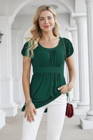 img 1 attached to Pleated Empire Waist Tunic Tops For Women – Helloacc'S Round Neck Short Sleeve A-Line Style