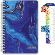 stay organized with global datebooks 2022-2023 student planner - perfect for middle and high schoolers (block style - 5.5"x8.5" - deep blue marble) with ruler, bookmark, and planning stickers. logo