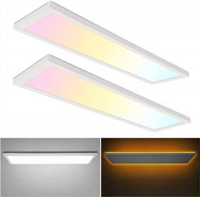img 4 attached to Ultra-Slim 3CCT LED Flat Panel Light With Night Light: 2 Pack For Kitchen, Dimmable, Selectable Color Temperatures - 4800LM, 48W