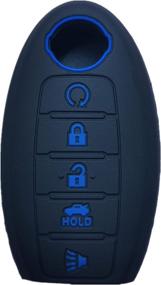 img 2 attached to RUNZUIE 5 Buttons Silicone Smart Remote Key Fob Cover Compatible With 2011-2021 2022 Nissan Armada Murano Rogue Maxima Altima Pathfinder 285E3-3TP5A KR5S180144014 (Black With Blue)