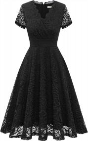 img 3 attached to HomRain Elegant Lace Dress For Prom, Weddings And Formal Events With V-Neck And Short Sleeves