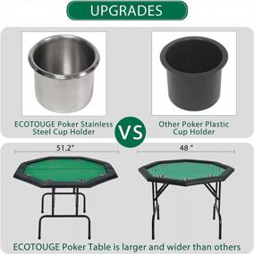 img 3 attached to ECOTOUGE Game Poker Table W/Stainless Steel Cup Holder Casino Leisure Table, Top Texas Hold'Em Poker Table For 8 Player W/Leg, Green Felt