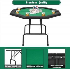 img 2 attached to Стол для игры в покер ECOTOUGE с подстаканником из нержавеющей стали Стол для отдыха в казино, верхний стол для покера Texas Hold'Em для 8 игроков с ногой, зеленый войлок