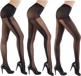 img 4 attached to Women'S Patterned Footless Tights Pantyhose 3-Pack Or 2-Pack